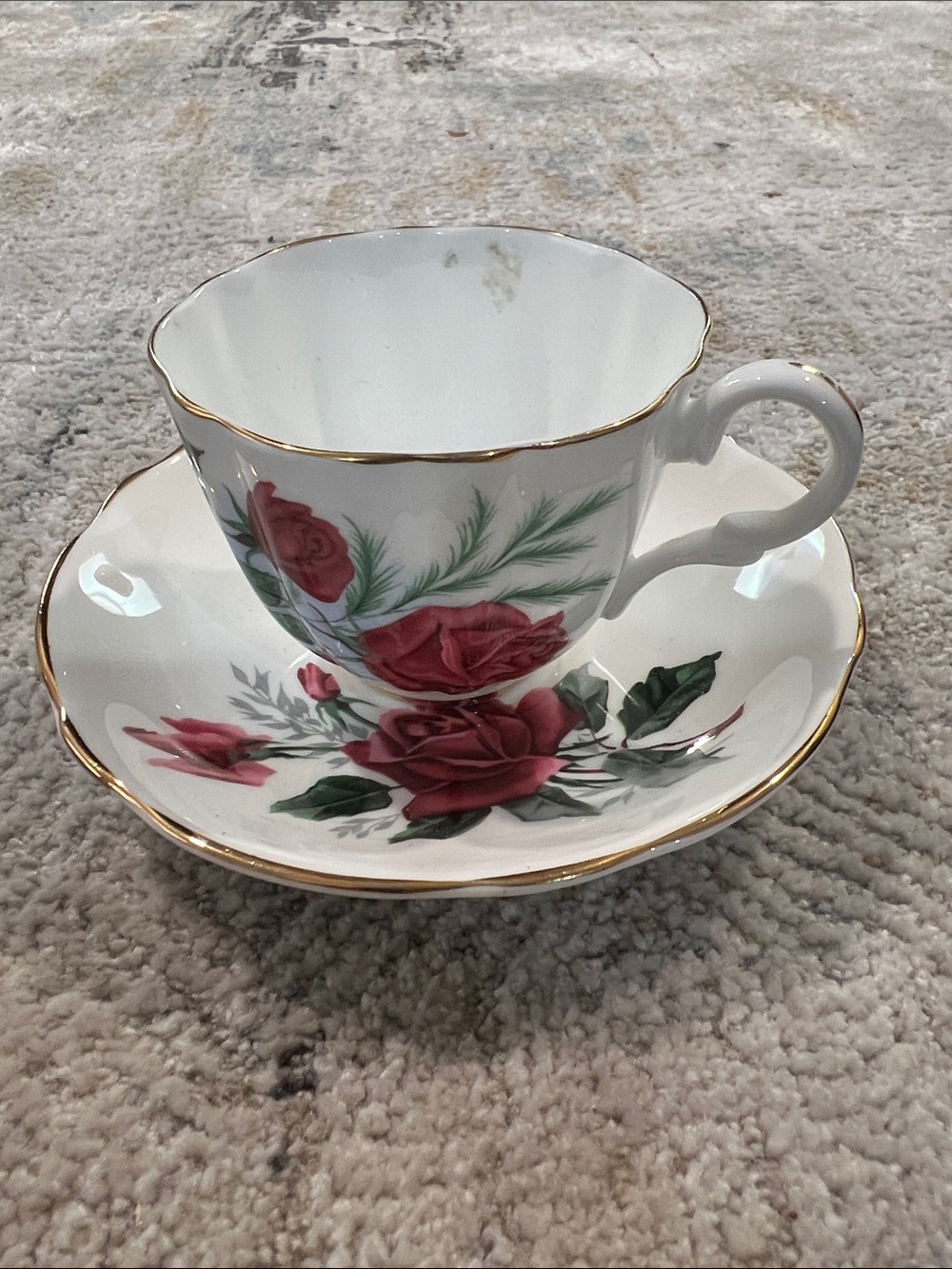 Bone china Kent England and saucer duchess mix matched z92 roses z92